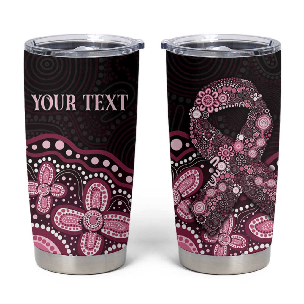 Australia Indigenous Personalized Tumbler Cup Aboriginal Pink Ribbon Art