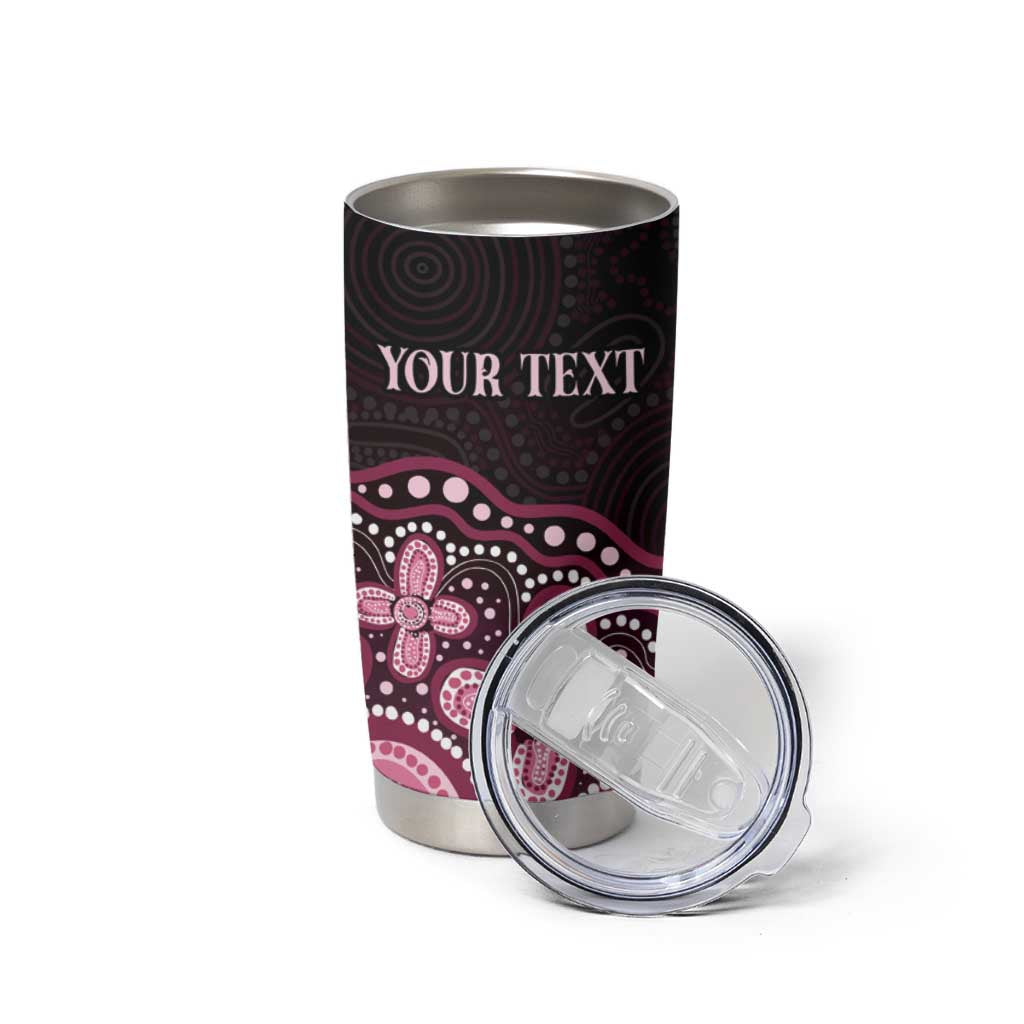 Australia Indigenous Personalized Tumbler Cup Aboriginal Pink Ribbon Art
