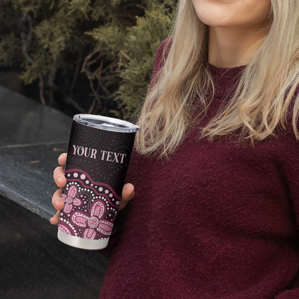 Australia Indigenous Personalized Tumbler Cup Aboriginal Pink Ribbon Art