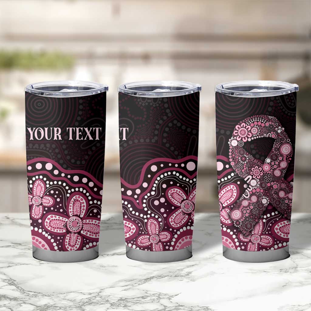 Australia Indigenous Personalized Tumbler Cup Aboriginal Pink Ribbon Art
