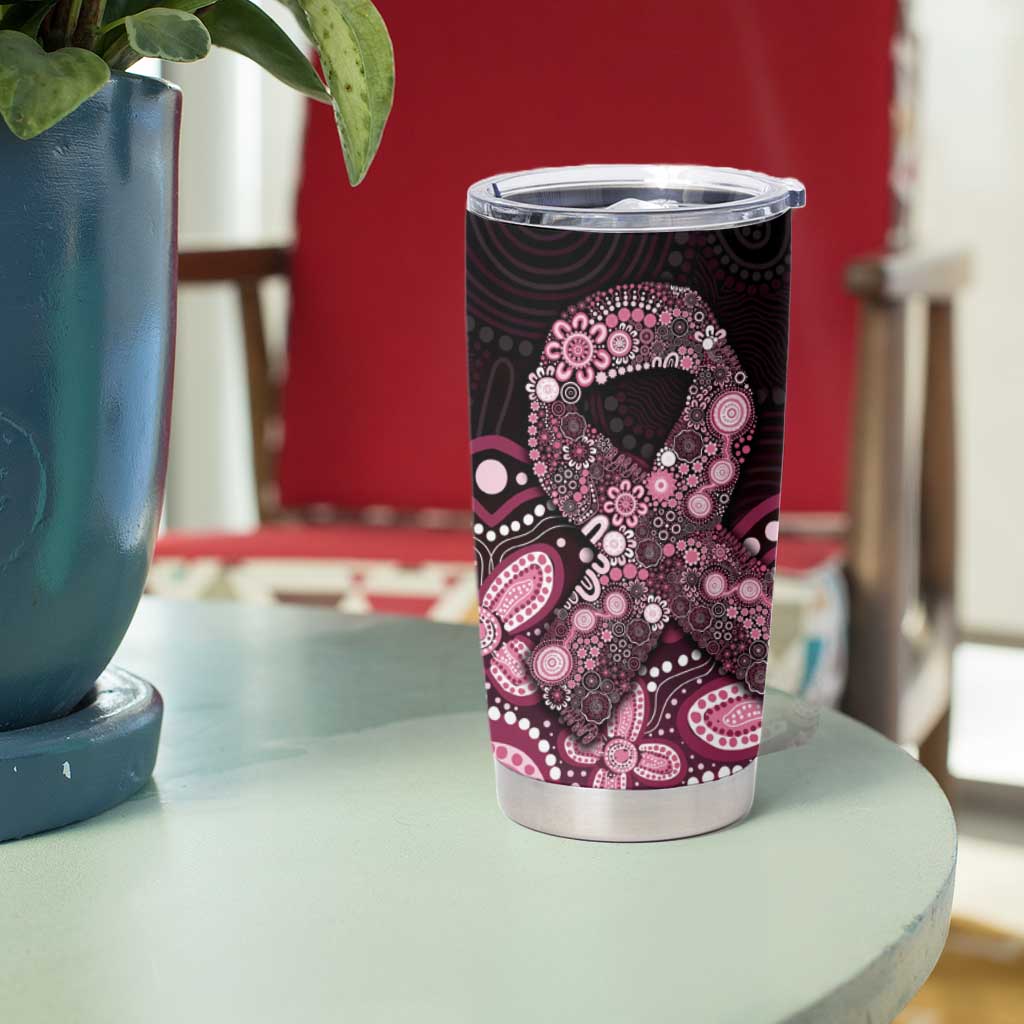 Australia Indigenous Personalized Tumbler Cup Aboriginal Pink Ribbon Art