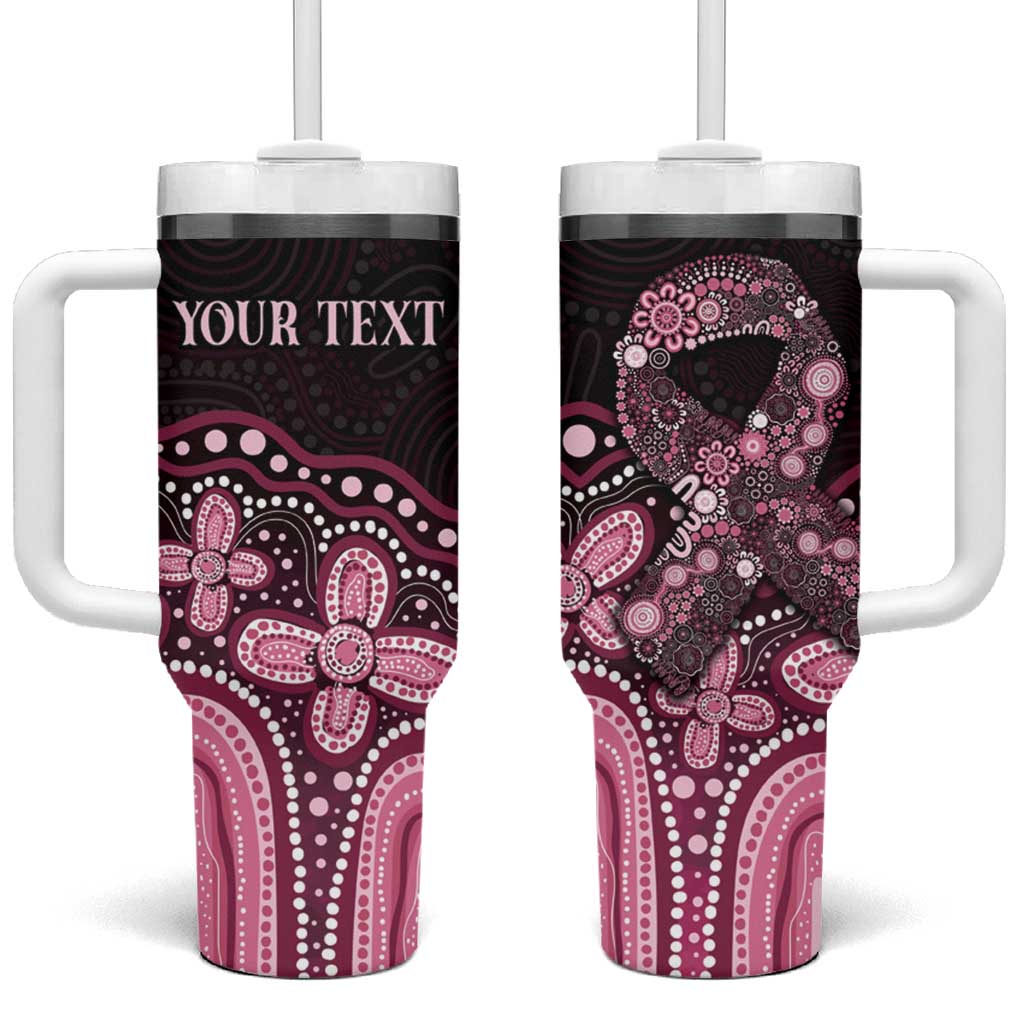 Australia Indigenous Personalized Tumbler With Handle Aboriginal Pink Ribbon Art