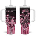 Australia Indigenous Personalized Tumbler With Handle Aboriginal Pink Ribbon Art