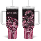 Australia Indigenous Personalized Tumbler With Handle Aboriginal Pink Ribbon Art