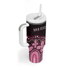 Australia Indigenous Personalized Tumbler With Handle Aboriginal Pink Ribbon Art
