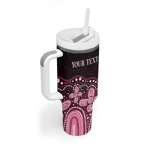 Australia Indigenous Personalized Tumbler With Handle Aboriginal Pink Ribbon Art