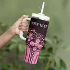 Australia Indigenous Personalized Tumbler With Handle Aboriginal Pink Ribbon Art