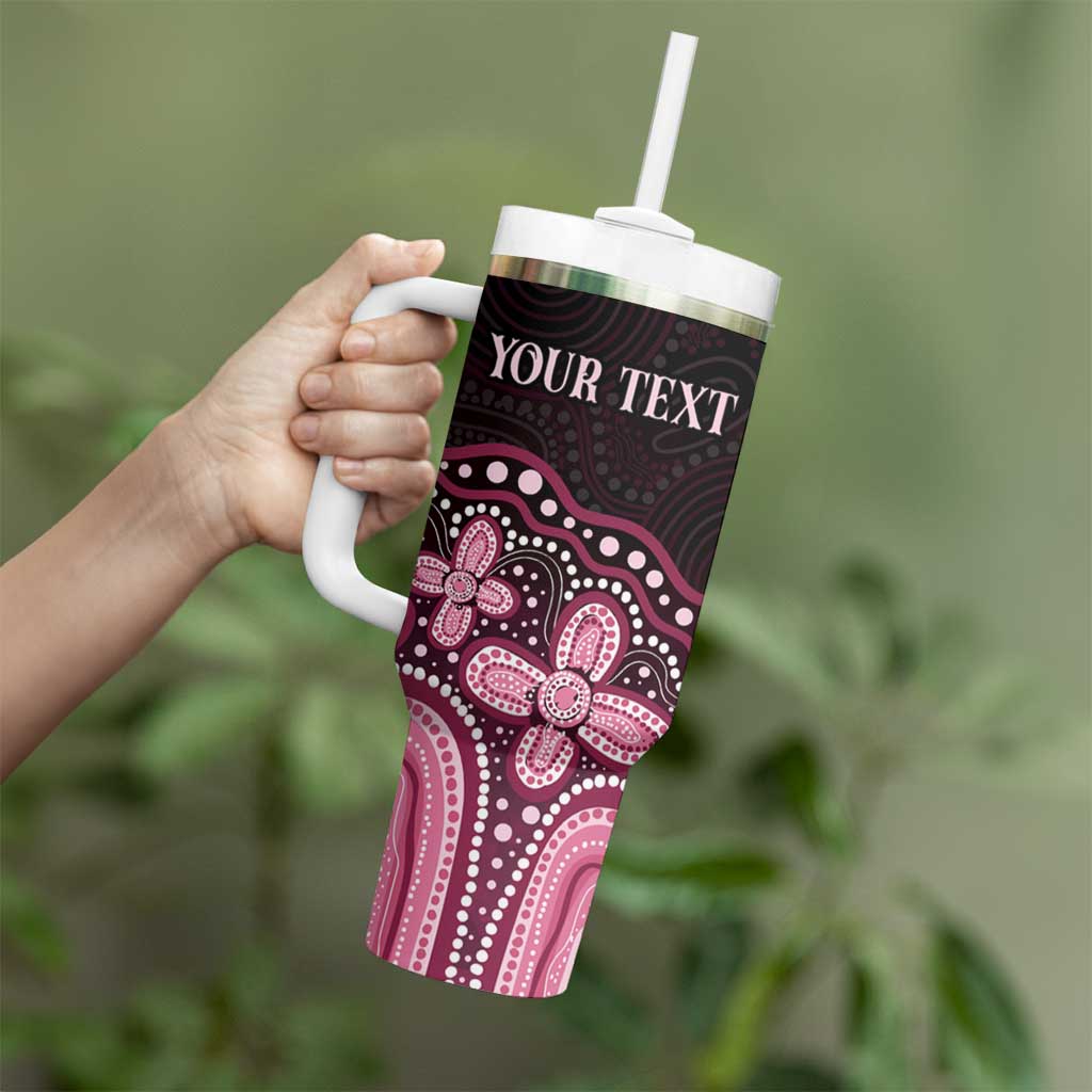 Australia Indigenous Personalized Tumbler With Handle Aboriginal Pink Ribbon Art