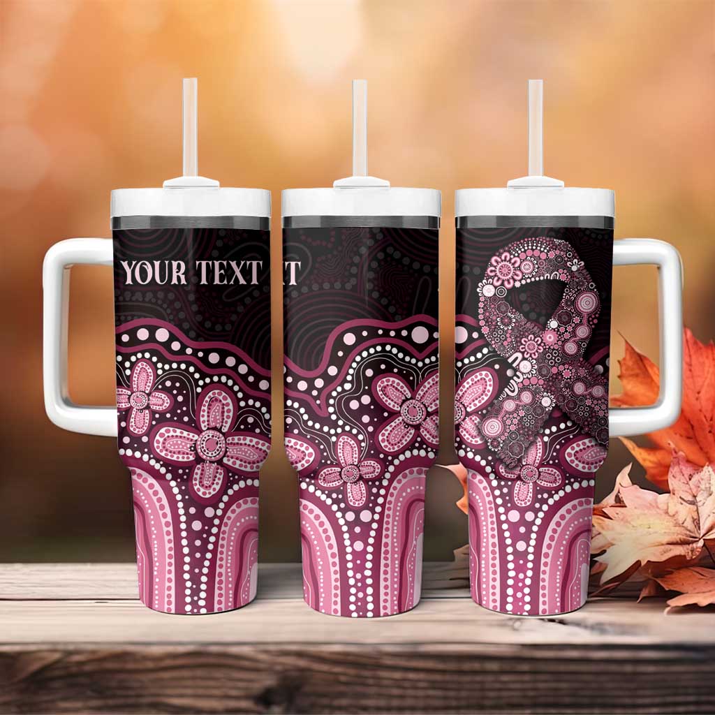 Australia Indigenous Personalized Tumbler With Handle Aboriginal Pink Ribbon Art