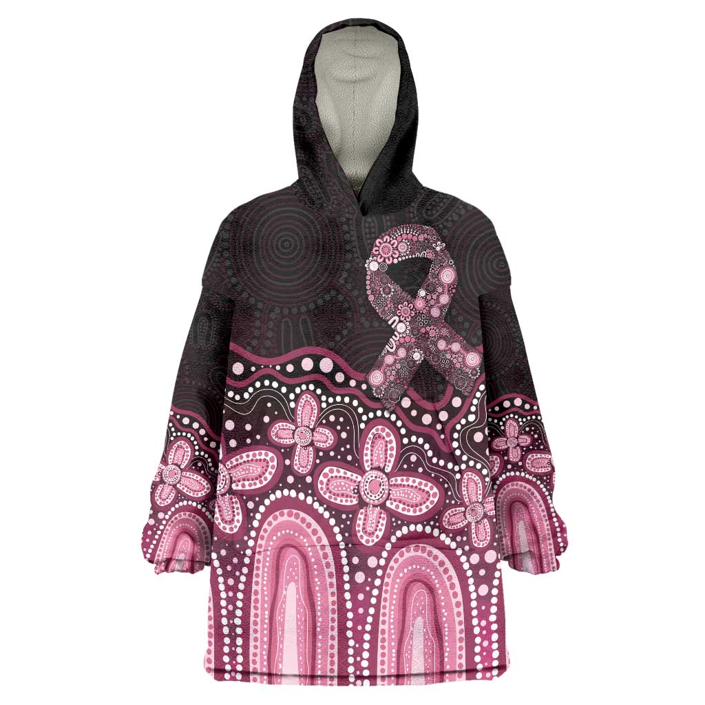 Australia Indigenous Personalized Wearable Blanket Hoodie Aboriginal Pink Ribbon Art
