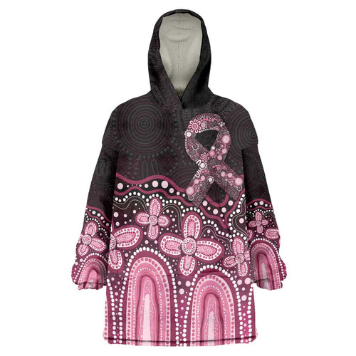 Australia Indigenous Personalized Wearable Blanket Hoodie Aboriginal Pink Ribbon Art
