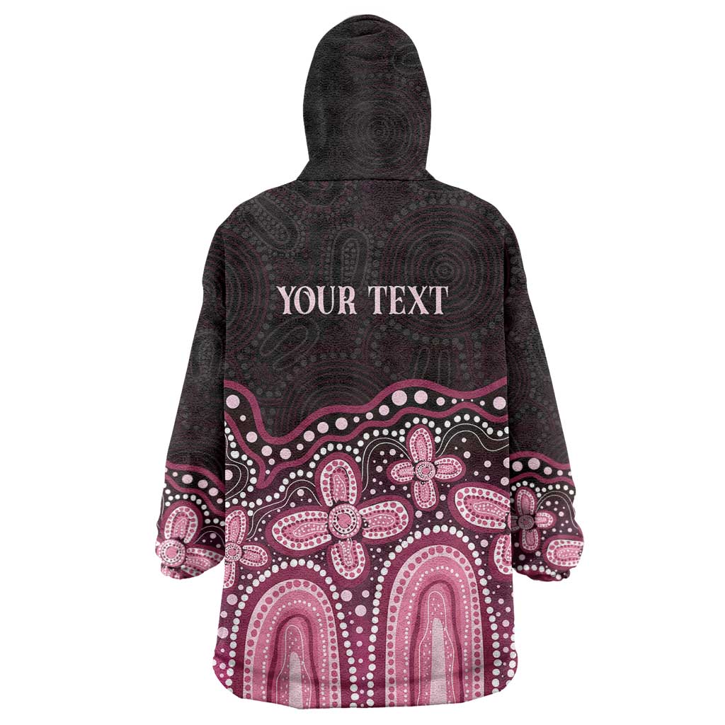 Australia Indigenous Personalized Wearable Blanket Hoodie Aboriginal Pink Ribbon Art