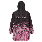 Australia Indigenous Personalized Wearable Blanket Hoodie Aboriginal Pink Ribbon Art