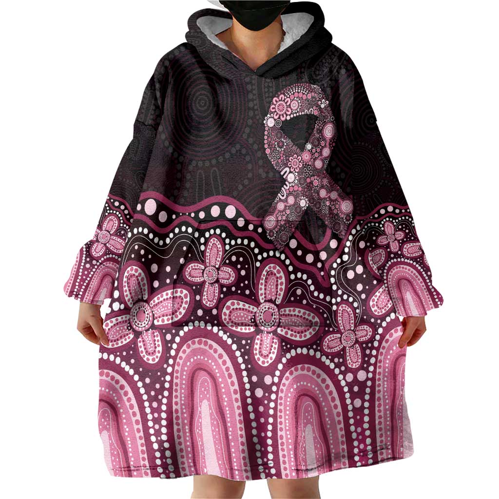 Australia Indigenous Personalized Wearable Blanket Hoodie Aboriginal Pink Ribbon Art