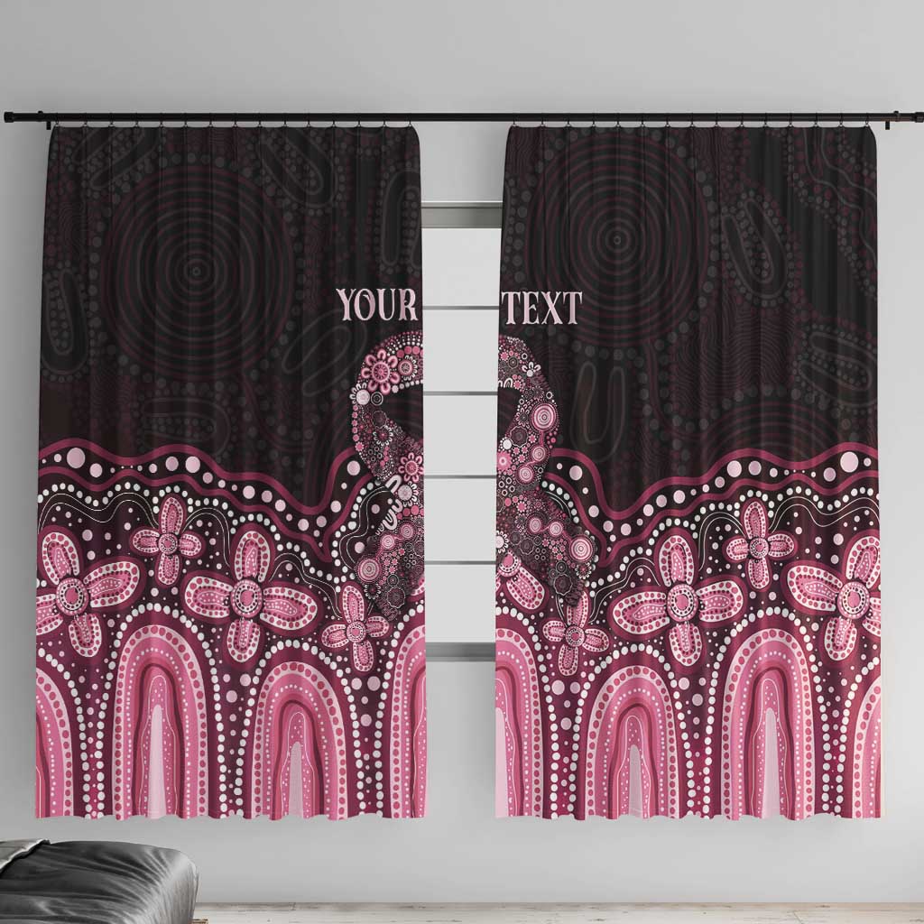 Australia Indigenous Personalized Window Curtain Aboriginal Pink Ribbon Art