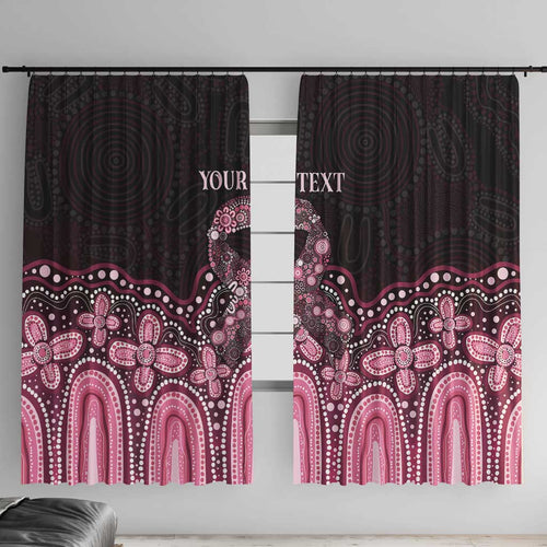 Australia Indigenous Personalized Window Curtain Aboriginal Pink Ribbon Art