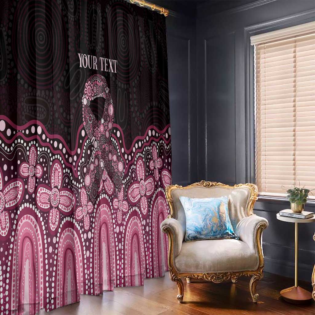 Australia Indigenous Personalized Window Curtain Aboriginal Pink Ribbon Art