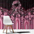 Australia Indigenous Personalized Window Curtain Aboriginal Pink Ribbon Art