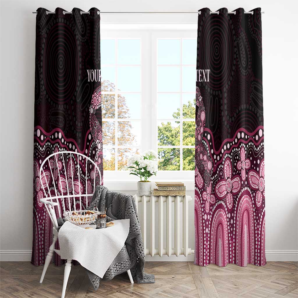 Australia Indigenous Personalized Window Curtain Aboriginal Pink Ribbon Art