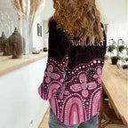 Australia Indigenous Personalized Women Casual Shirt Aboriginal Pink Ribbon Art