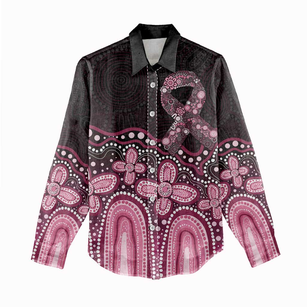 Australia Indigenous Personalized Women Casual Shirt Aboriginal Pink Ribbon Art