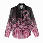 Australia Indigenous Personalized Women Casual Shirt Aboriginal Pink Ribbon Art
