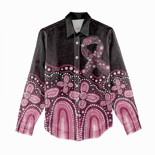 Australia Indigenous Personalized Women Casual Shirt Aboriginal Pink Ribbon Art