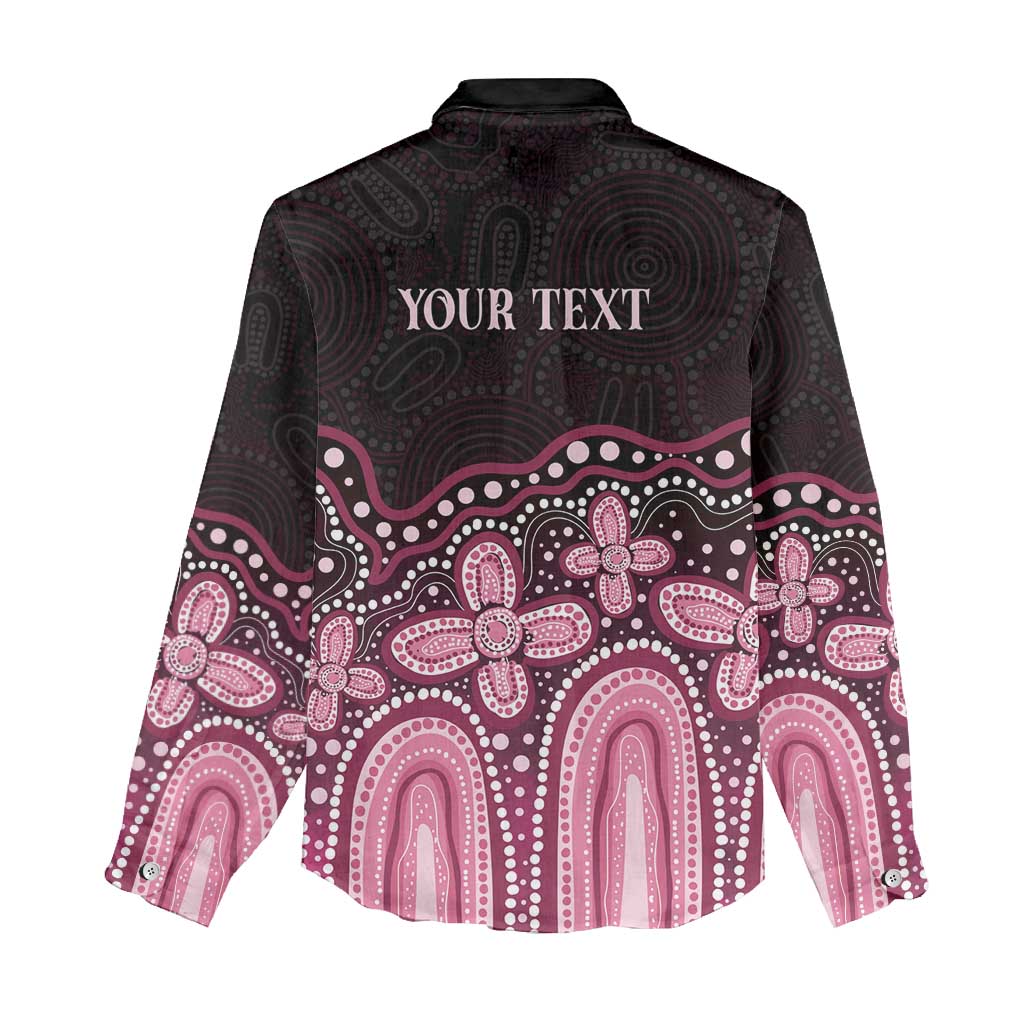 Australia Indigenous Personalized Women Casual Shirt Aboriginal Pink Ribbon Art