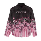Australia Indigenous Personalized Women Casual Shirt Aboriginal Pink Ribbon Art
