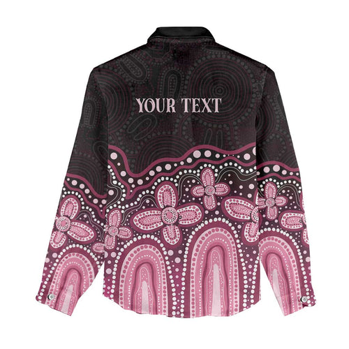 Australia Indigenous Personalized Women Casual Shirt Aboriginal Pink Ribbon Art