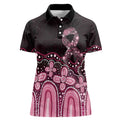 Australia Indigenous Personalized Women Polo Shirt Aboriginal Pink Ribbon Art