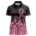 Australia Indigenous Personalized Women Polo Shirt Aboriginal Pink Ribbon Art