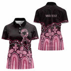 Australia Indigenous Personalized Women Polo Shirt Aboriginal Pink Ribbon Art