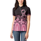 Australia Indigenous Personalized Women Polo Shirt Aboriginal Pink Ribbon Art
