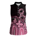 Australia Indigenous Personalized Women Sleeveless Polo Shirt Aboriginal Pink Ribbon Art