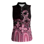 Australia Indigenous Personalized Women Sleeveless Polo Shirt Aboriginal Pink Ribbon Art
