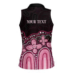 Australia Indigenous Personalized Women Sleeveless Polo Shirt Aboriginal Pink Ribbon Art