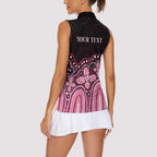 Australia Indigenous Personalized Women Sleeveless Polo Shirt Aboriginal Pink Ribbon Art