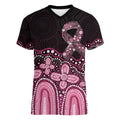 Australia Indigenous Personalized Women V-Neck T-Shirt Aboriginal Pink Ribbon Art
