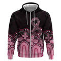 Australia Indigenous Personalized Zip Hoodie Aboriginal Pink Ribbon Art