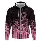 Australia Indigenous Personalized Zip Hoodie Aboriginal Pink Ribbon Art