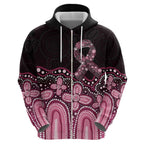 Australia Indigenous Personalized Zip Hoodie Aboriginal Pink Ribbon Art