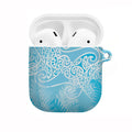 Aotearoa Maori Koru Curves AirPods Case Silver Ferns - Turquoise