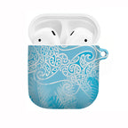 Aotearoa Maori Koru Curves AirPods Case Silver Ferns - Turquoise