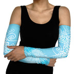Aotearoa Maori Koru Curves Arm Sleeves Silver Ferns - Turquoise