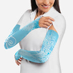 Aotearoa Maori Koru Curves Arm Sleeves Silver Ferns - Turquoise