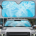 Aotearoa Maori Koru Curves Auto Sun Shade Silver Ferns - Turquoise