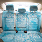 Aotearoa Maori Koru Curves Back Car Seat Cover Silver Ferns - Turquoise