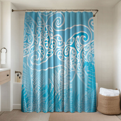 Aotearoa Maori Koru Curves Bathroom Set Silver Ferns - Turquoise