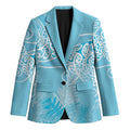 Aotearoa Maori Koru Curves Blazer Silver Ferns - Turquoise